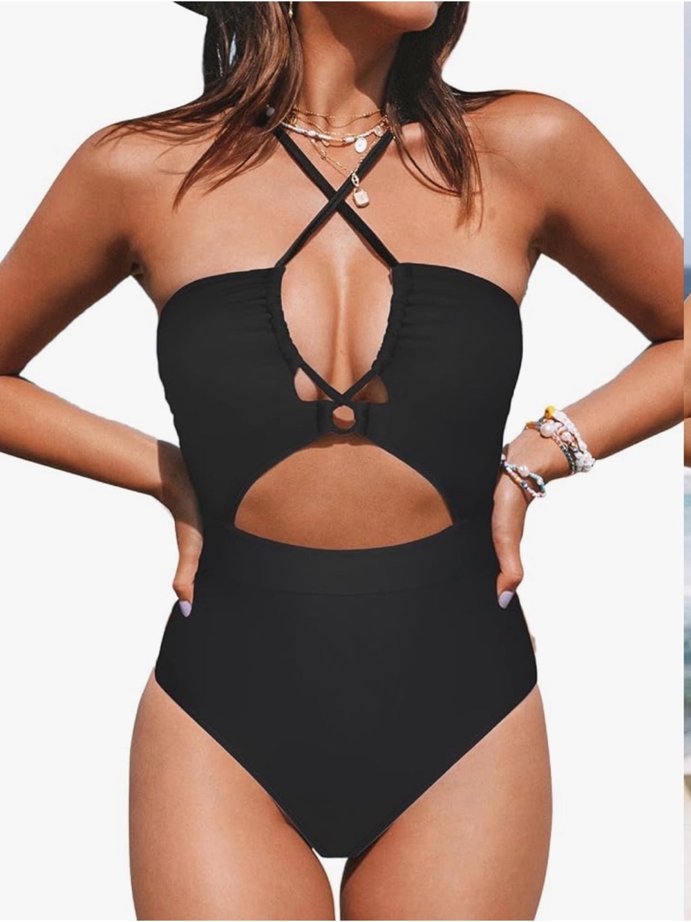 Cupshe Black Strappy Cutout One-Piece Swimsuit